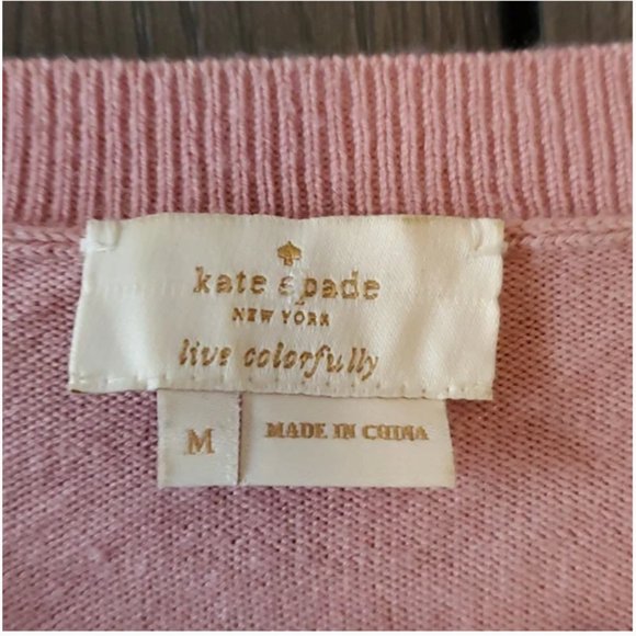 kate spade pink embellished bow sweater top size medium nwot - Picture 3 of 6